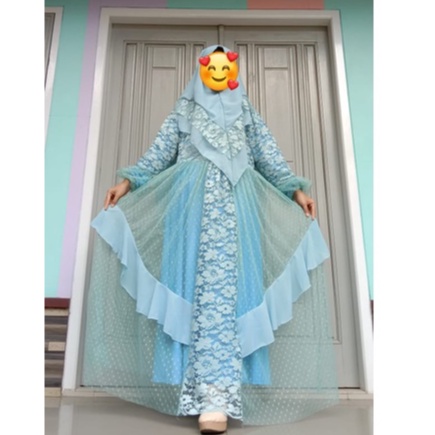 GAMIS TILE DOT  DBROKAT SYARI thabita AYUMI  MAXMARA BRUKAT MEWAH PESTA GAUN MUSLIMAH baju