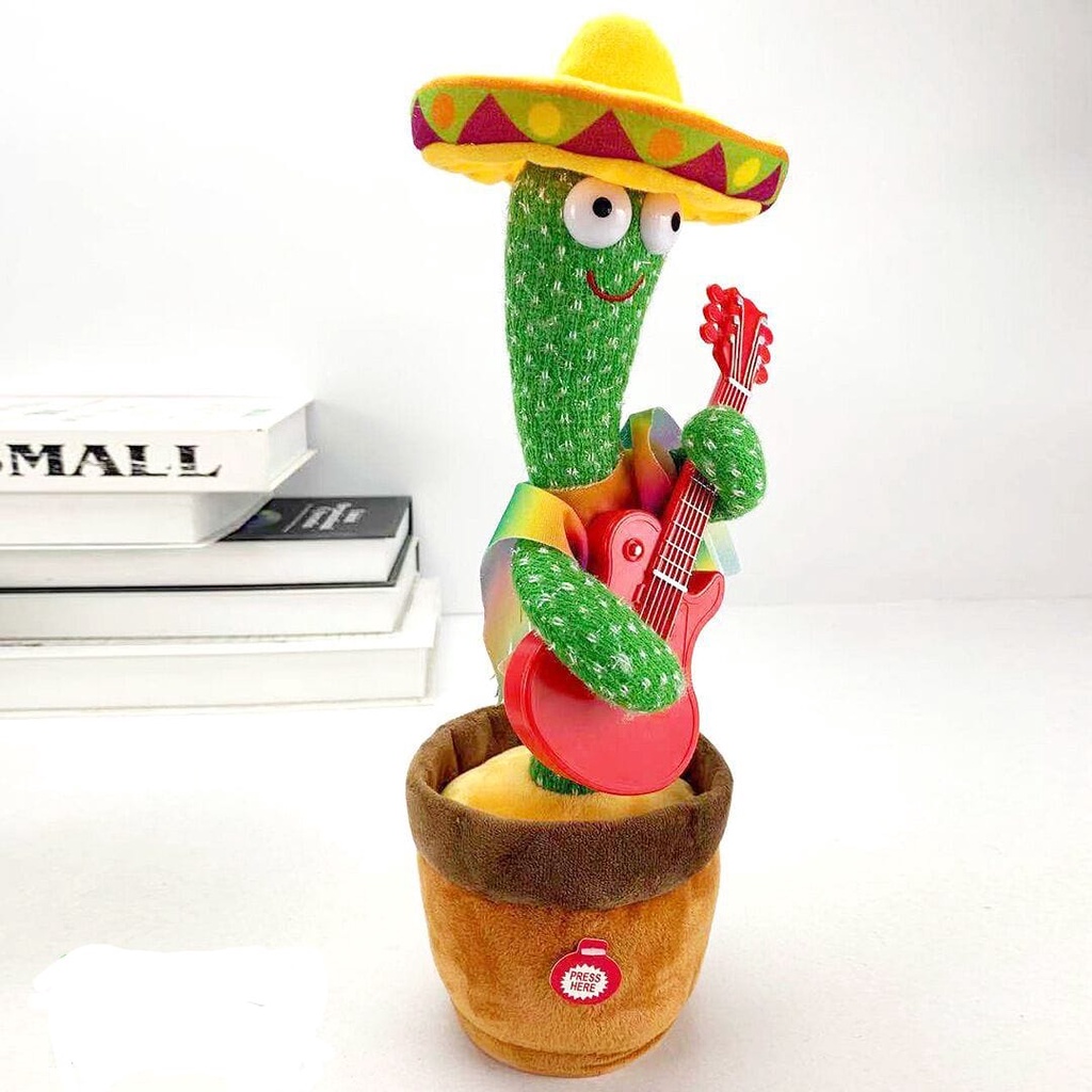 WD Mainan Boneka Kaktus LED Menari Music Dan Rekam Suara/Dancing Cactus Toy Dancing Cactus-KAKTUS GITAR