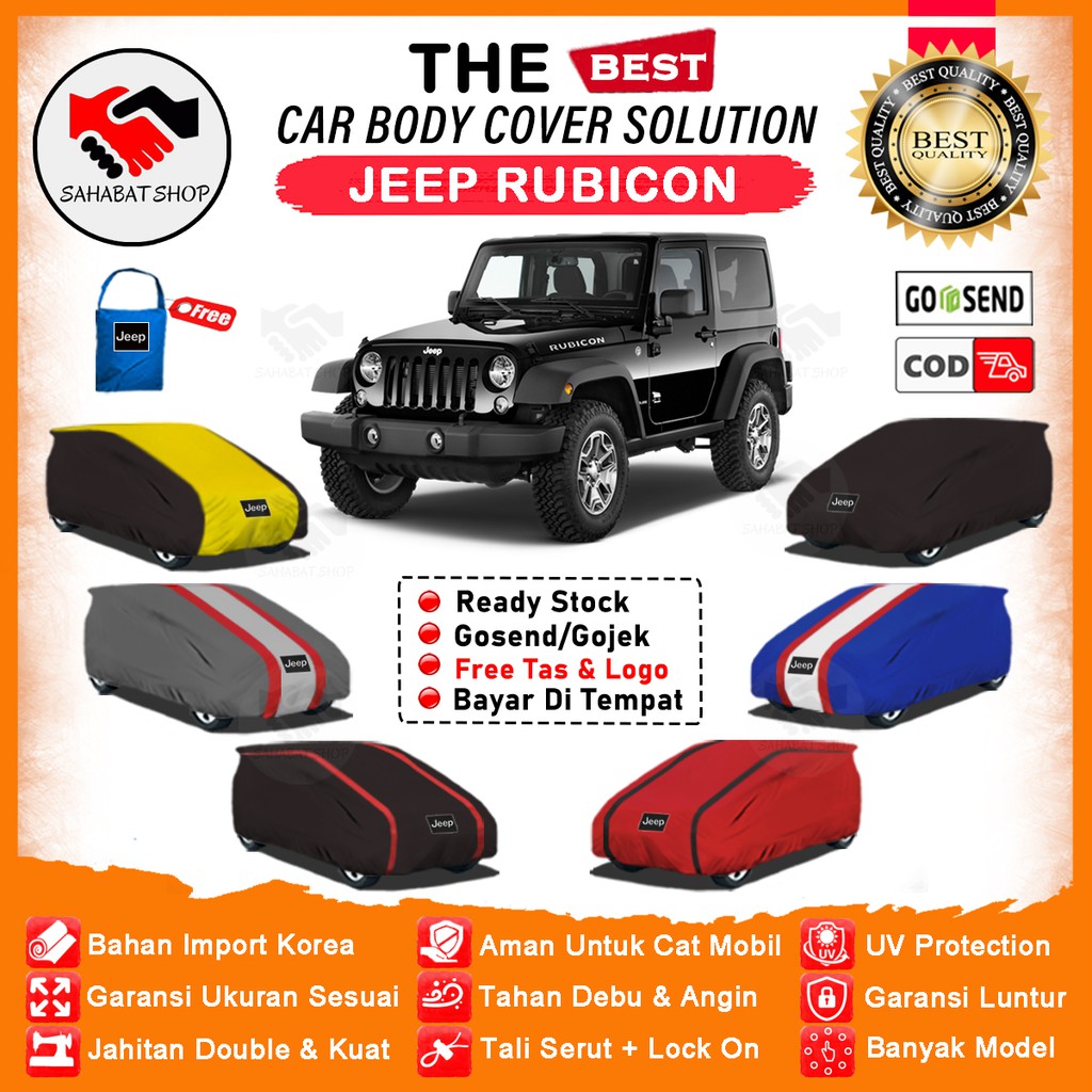 Sahabat Body Cover Mobil Rubicon / Sarung Penutup Jeep Rubicon Outdoor / Mantel Selimut Tutup Pelindung Kerudung Jas Mantol Terpal Kerodong Kelambu Tutupan Bungkus Pembungkus Mobil Rubicon Waterproof Anti Air Model Orange