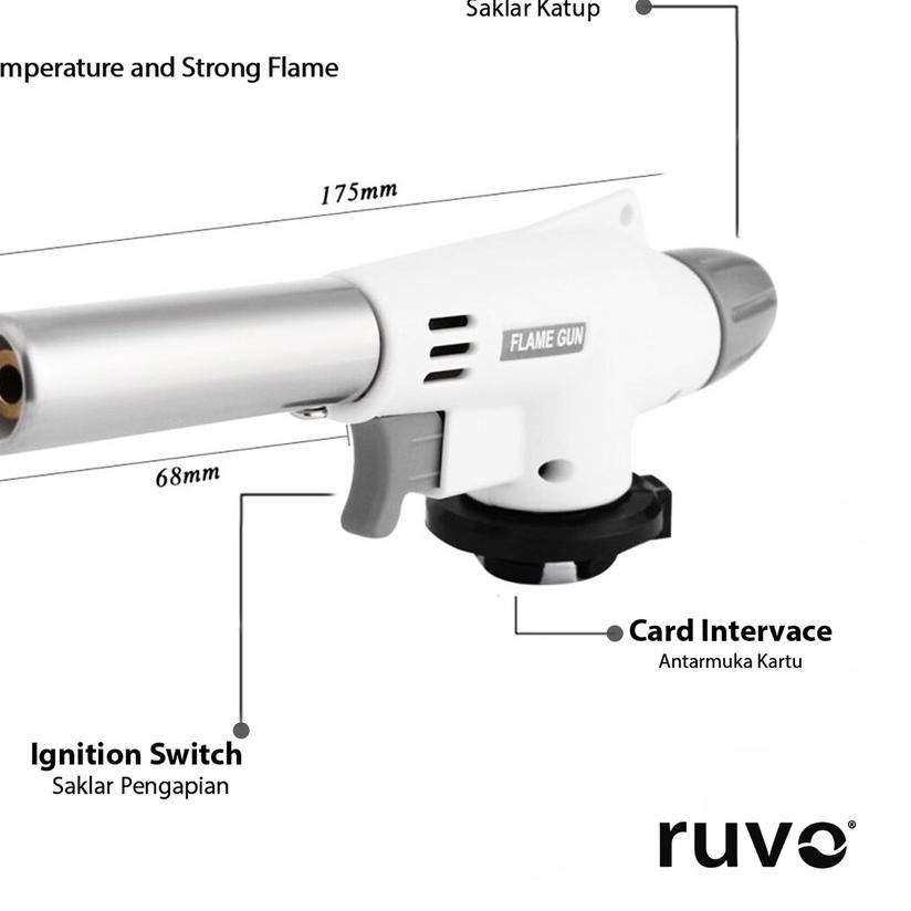 ☜ Ruvo FLAME GUN torchgun flow blow torch gun portable korek api pemantik gas alat bakar bbq sushi ➱