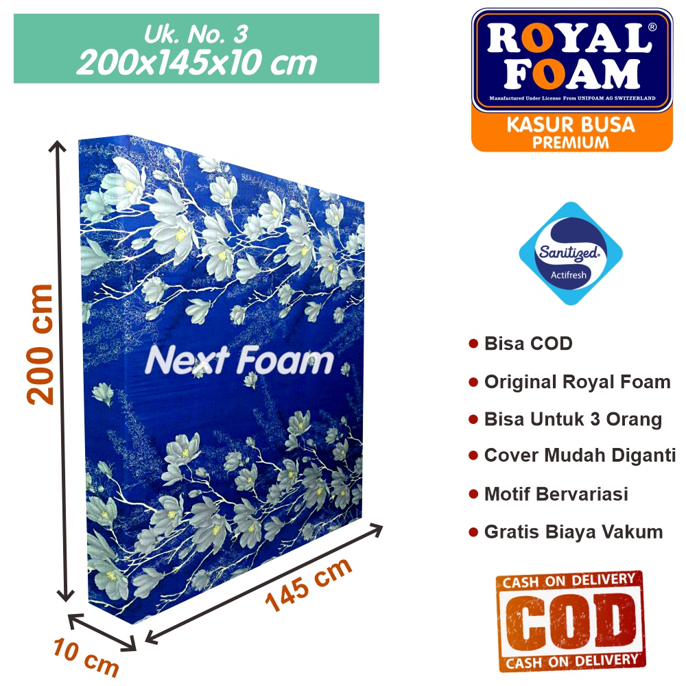 Kasur Busa Royal Foam Ukuran No 3 200x145x10 cm Tebal 10 cm D16 ORIGINAL