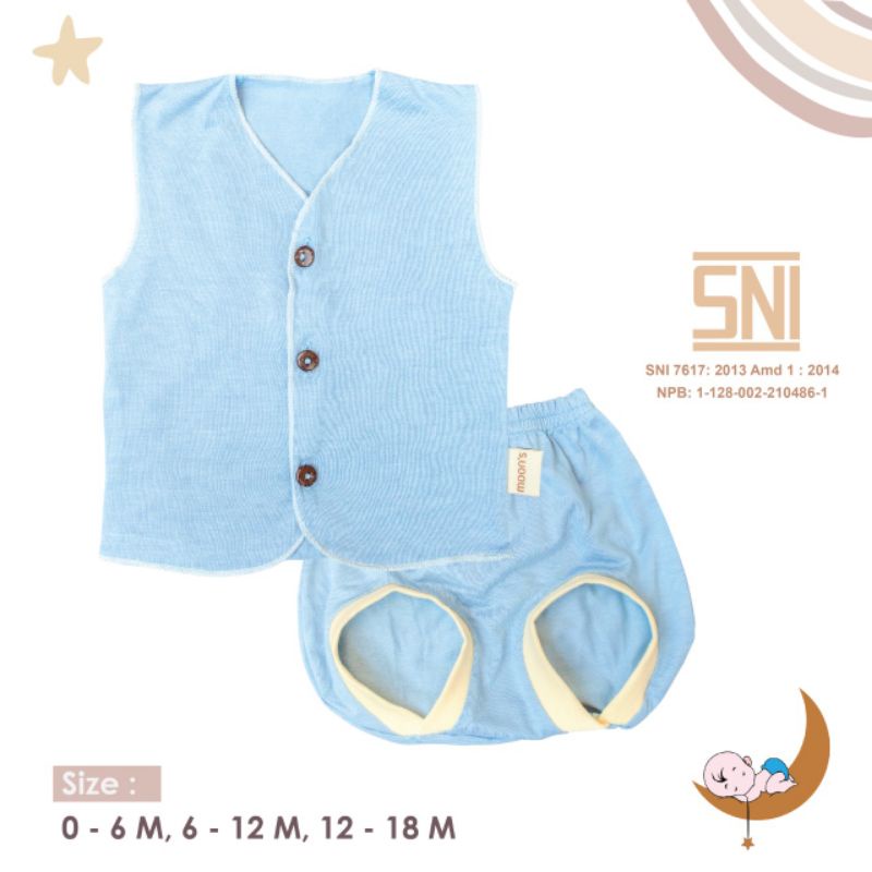 SNI MOONS Stelan Kutung Polos Newborn Premium | Baju Bayi Newborn