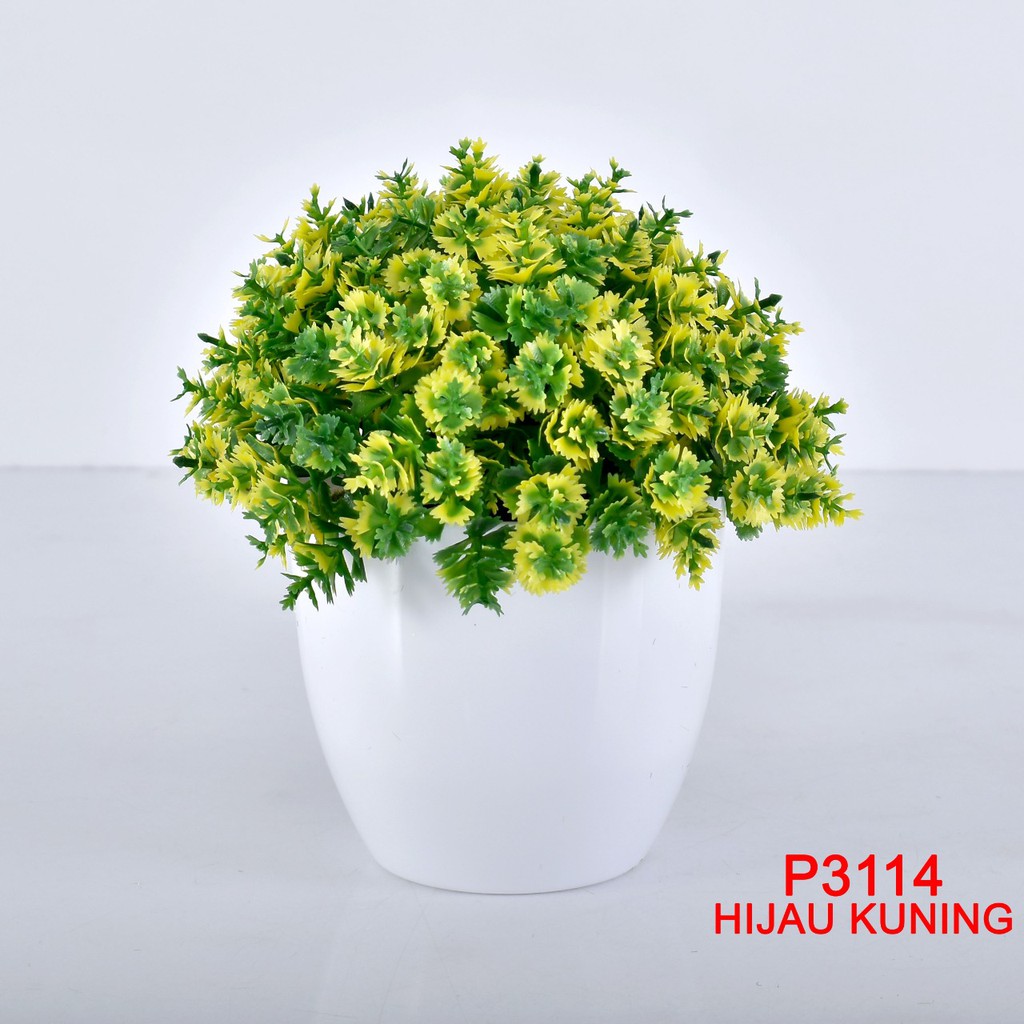 COD / TL88 POT TANAMAN  BUNGA HIAS DEKORASI RUANGAN BUNGA PLASTIK HIAS P3114-KUNING