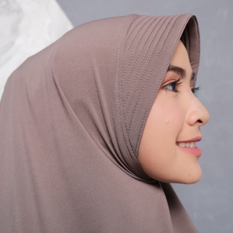 Hijab Instan Jersey Menutup Dada Bergo Jumbo Khimar Pad Antem (Anti Tembem)