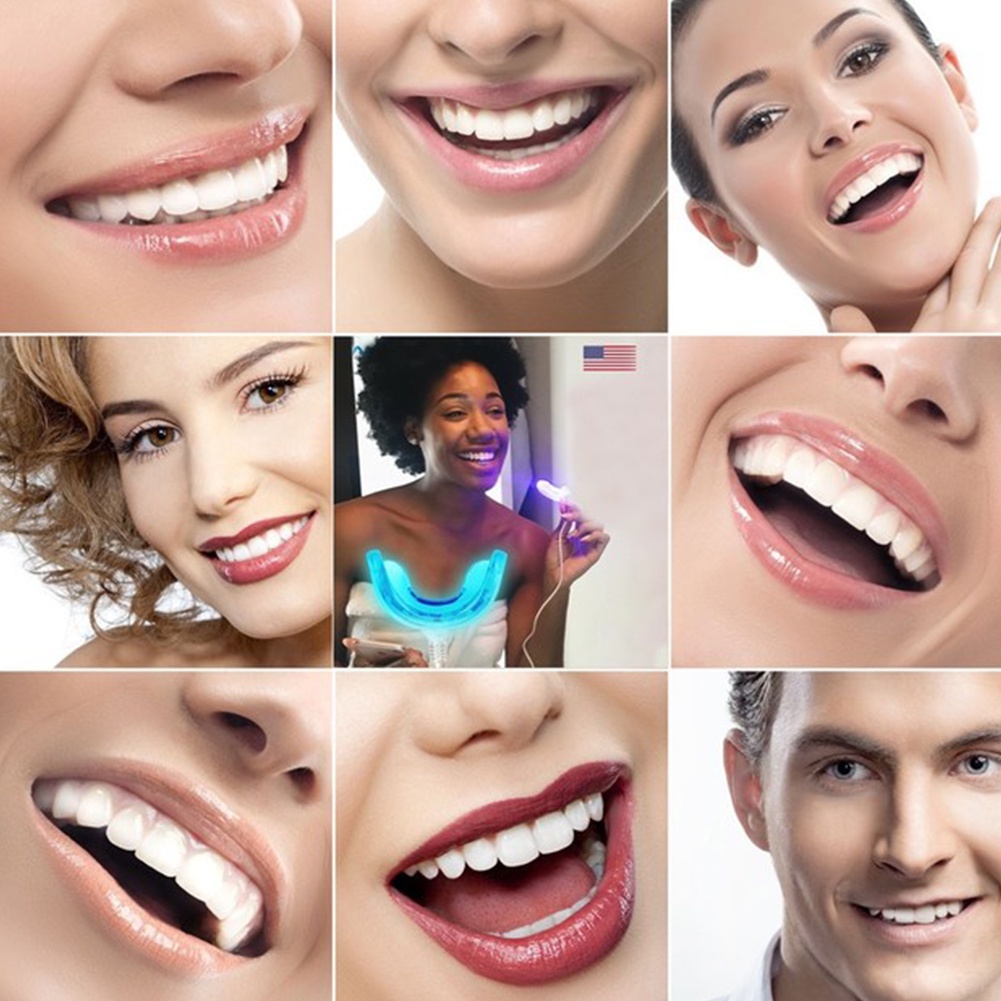 Teeth Whitening Alat pemutih gigi perawatan kesehatan mulut personal. Set alat pemutih gigi profesional memutihkan gigi kuning perokok