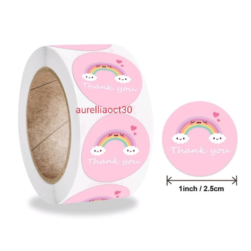 

Sticker Label Thank You Pelangi Untuk Online Shop Packaging | 2.5cm Aesthetic Pink Rainbow