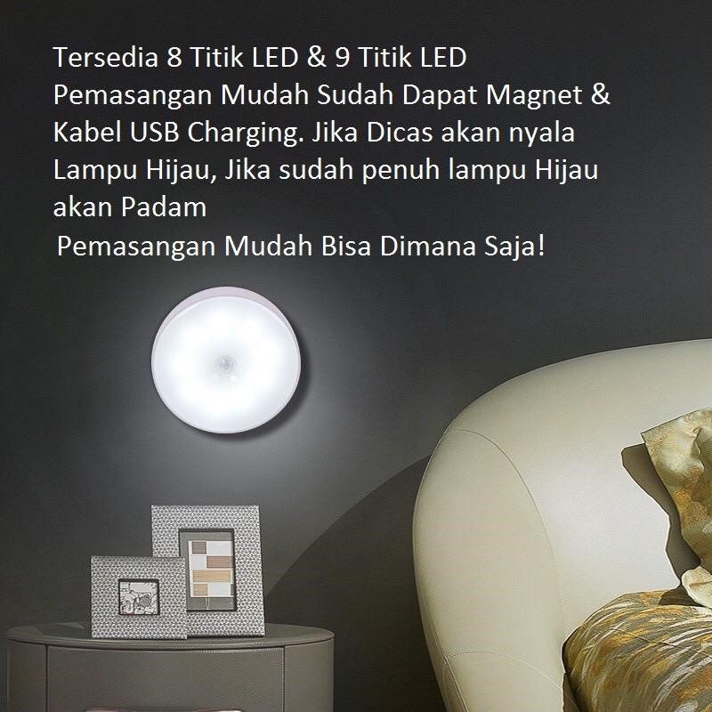 LAMPU SENSOR LED BENTUK BULAT / LAMPU TIDUR SENSOR GERAK OTOMATIS [SWEETSPACE]