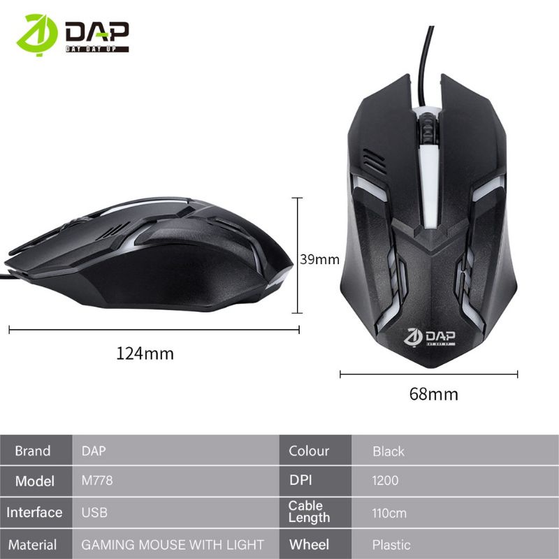 Mouse Kabel Gaming DAP M778 Led Mouse DAP M778 USB Original