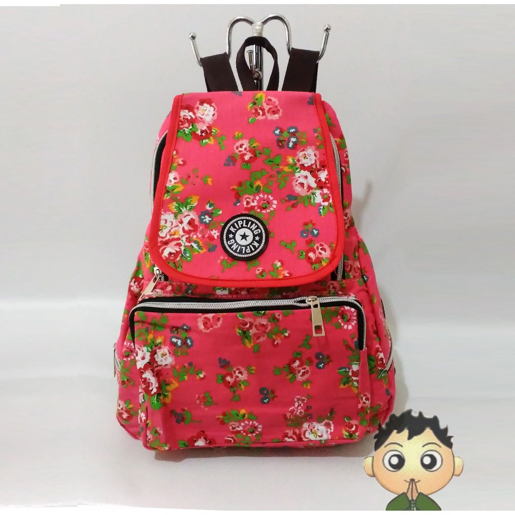Tas Ransel Kipling motif Pink Flower XY