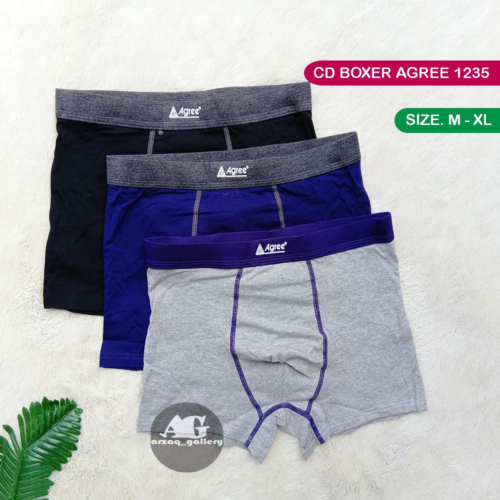 [ 3pc ] Celana Dalam Pria BOXER AGREE SPORT # 1235 / Motif Garis 1235