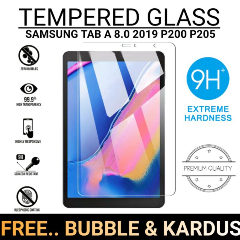 TEMPERED GLASS SAMSUNG TAB A 8.0 2019 P200 P205 WITH S PEN ANTI GORES KACA PREMIUM TABLET