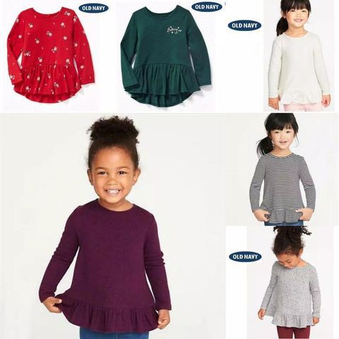 Tunik / Peplum /  Kaos Lengan Panjang Anak Perempuan Motif Polos Old Navy Good Quality