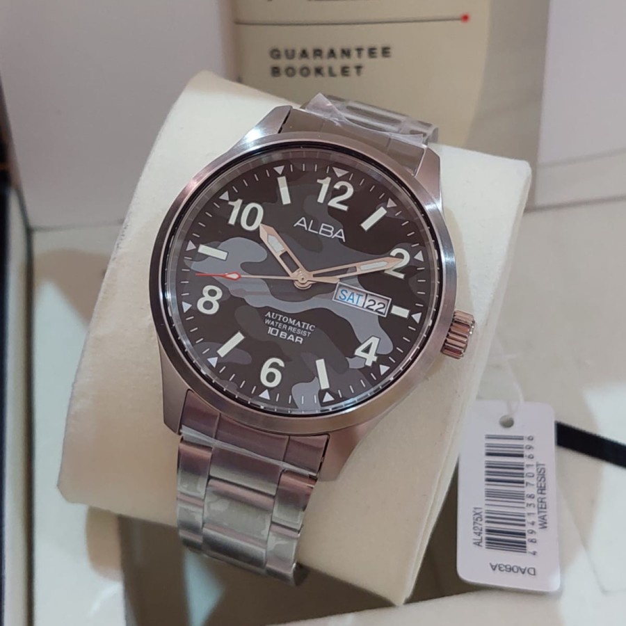 JAM TANGAN PRIA ALBA AL4275X1 AL4275 AUTOMATIC SILVER BLACK ORIGINAL