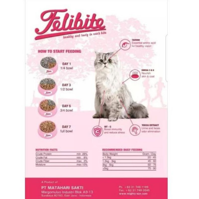 MAKANAN KUCING KERING MERK FELIBITE 500 GRAM