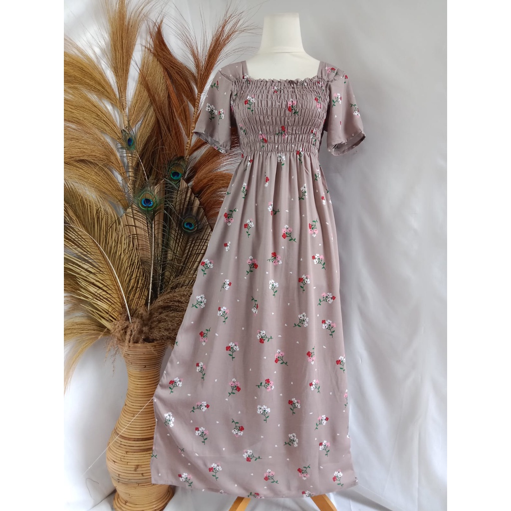 VANESSA PANJANG/DASTER KERUT/DASTER SMOK-WAX BEGONIA MOCCA