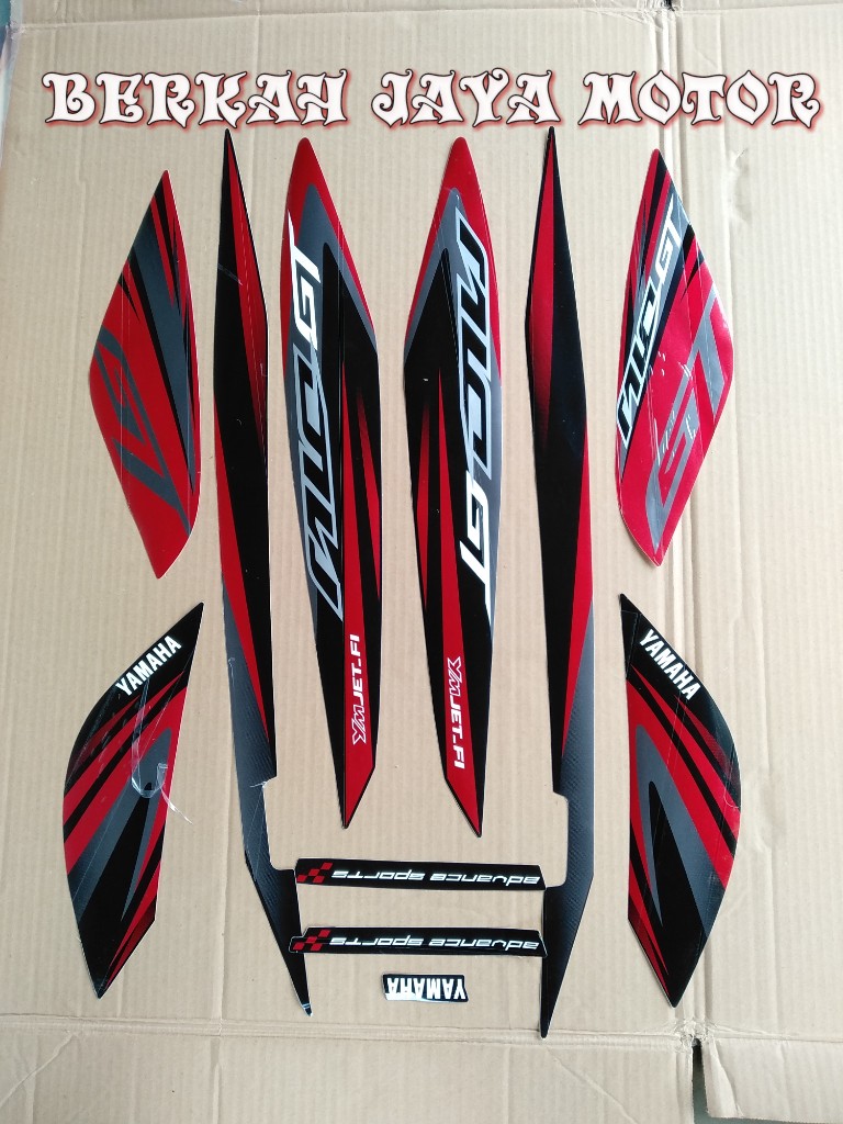 STRIPING STICKER LIS BODY MOTOR MIO GT TAHUN 2014 BODY HITAM MERAH