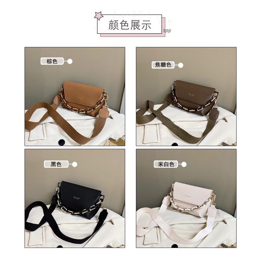 AND COD T210 Tas Slempang Fashion Wanita Style Korea Bahan Kulit PU Dengan Tali Rantai Multifungsi