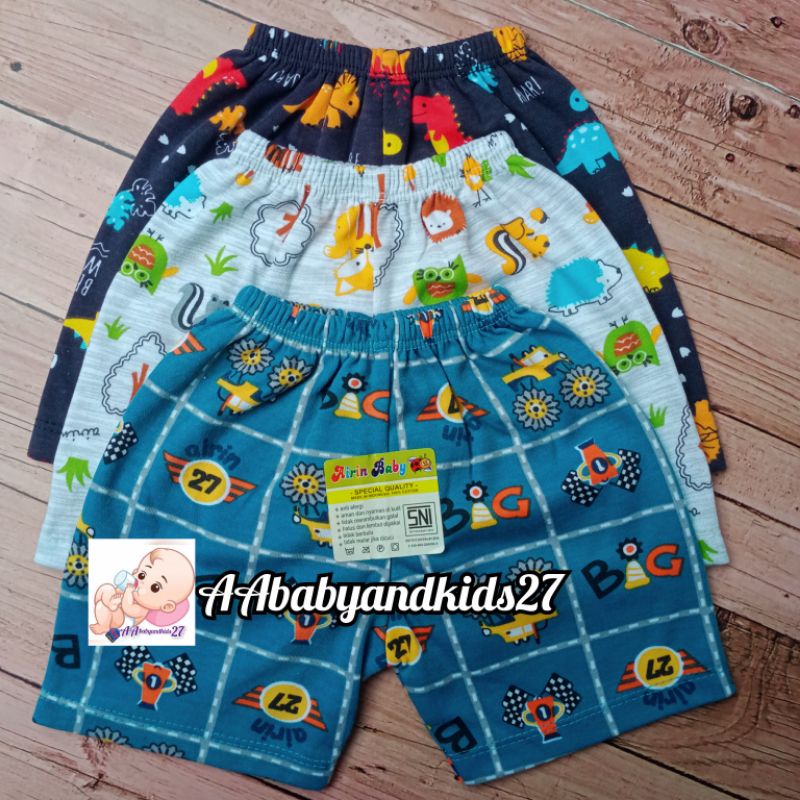 AIRIN 6PC CELANA BAYI MODEL SEGI FULLPRINT USIA NEWBORN 0-4BULAN SNI HIGHT QUALITY MOTIF RANDOM