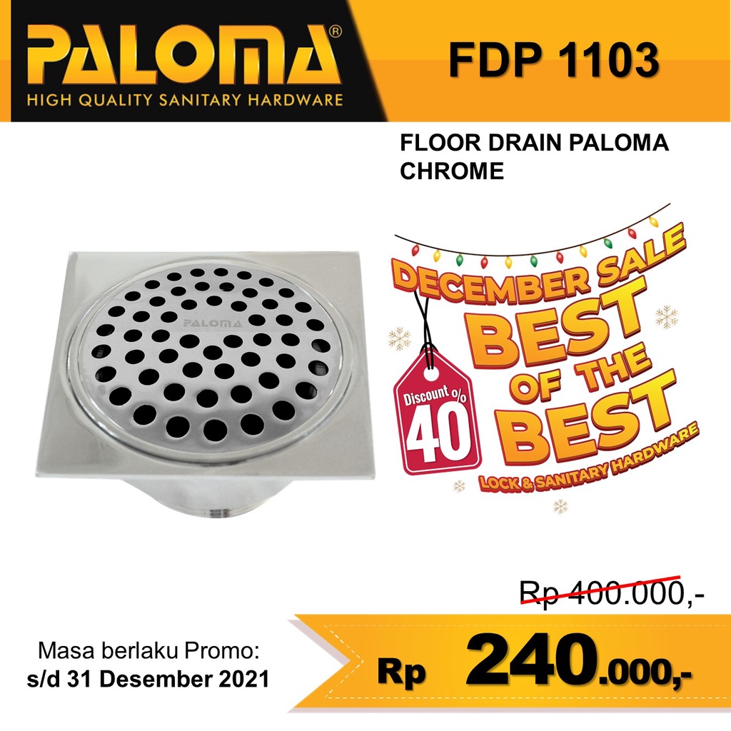 PALOMA FDP 1103 FLOOR DRAIN SARINGAN AIR GOT KAMAR MANDI BRASS CHROME