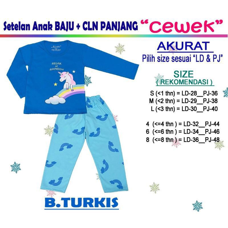 SETELAN KELFI PEREMPUAN/BAJU TIDUR LENGAN PANJANG