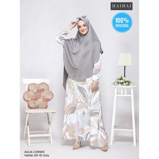 Desain Elegan Gamis Pesta Haihai Gm 45 Grey Busana Muslim Masa Kini