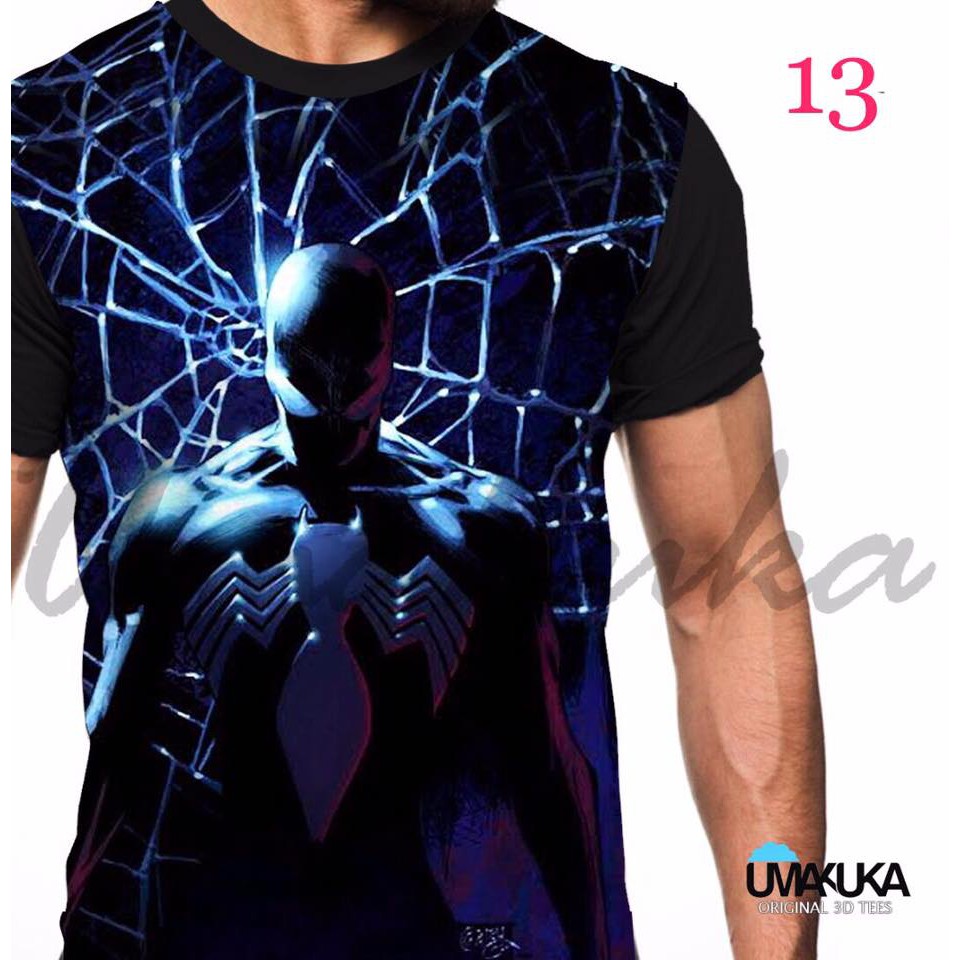 baju kaos 3d umakuka batman iron man spiderman BLACK hulk tshirt anak & dewasa pria original