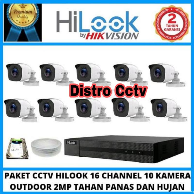 Paket Camera Cctv Hilook 16ch 2mp Full HD 1080p 10 Kamera indoor Outdoor 2 MP Komplit Hilok 16 Channel