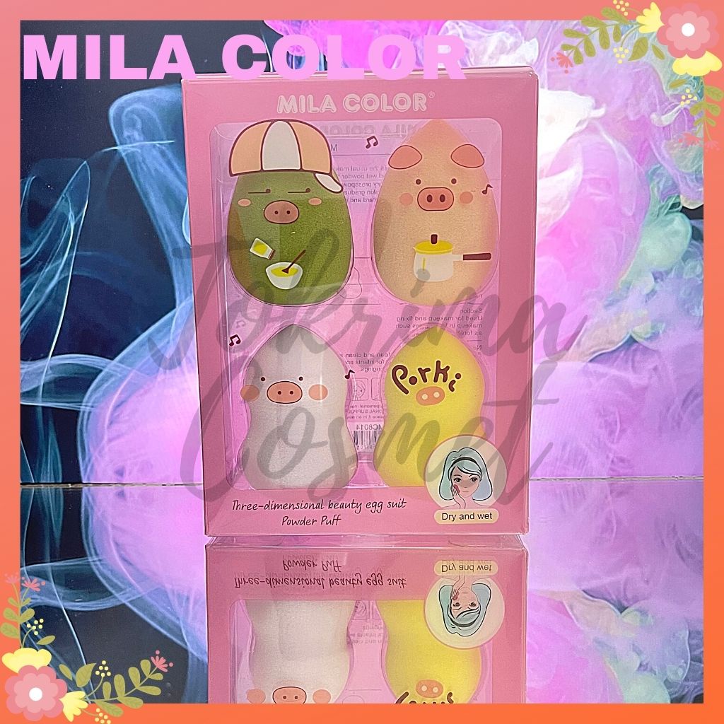 MILA COLOR [4Pcs/Set Spons Beauty Blender Sponge /Make Up Tools / Spons Blender / Spon Makeup Foundation / Bedak / TOKRIMACOSMET