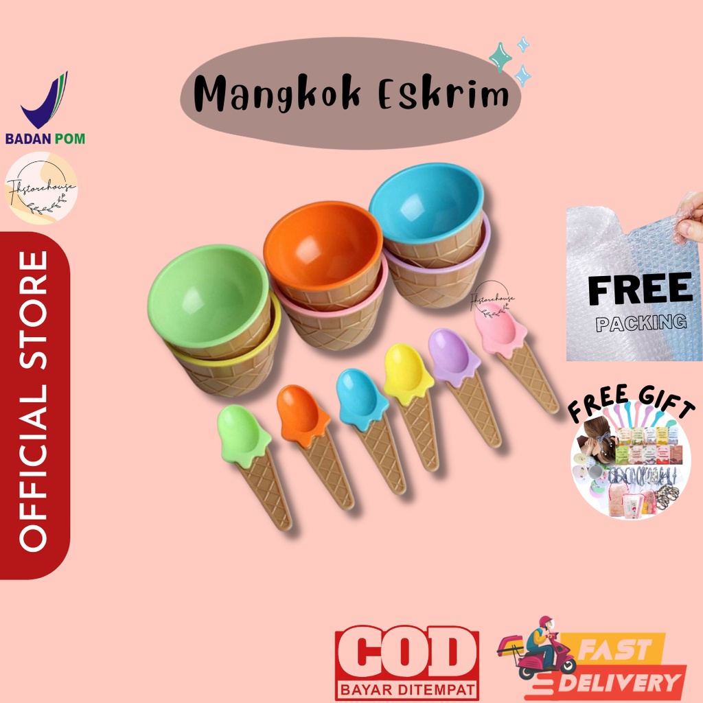 Ice cream bowl mangkok ice cream spoon set montessori bowl snack mangkok masker ice cream