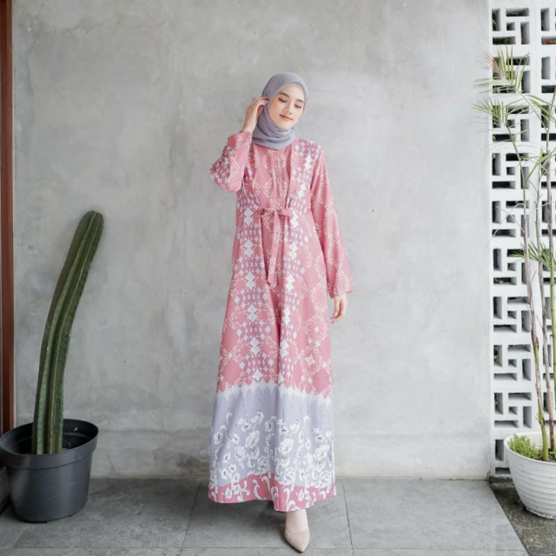 SHABRINA DRESS BAJU DRESS GAMIS MUSLIM WANITA CASUAL HOME DRESS RAYON BUSUI FHASION MUSLIM