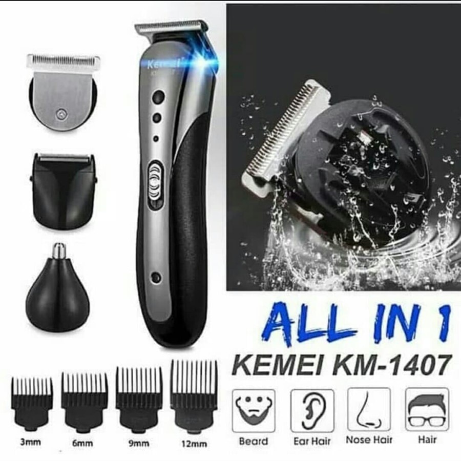 Alat Cukur Rambut Elektrik /Hair Clipper 3in1 Kemei KM 1419 / KM 1407 Alat Pencukur Kumis Jenggot