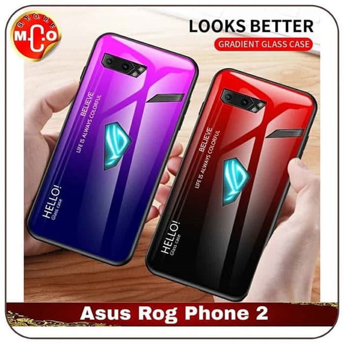 Asus Rog Phone 2 Gradient Glass Case Casing Sarung Cover HP