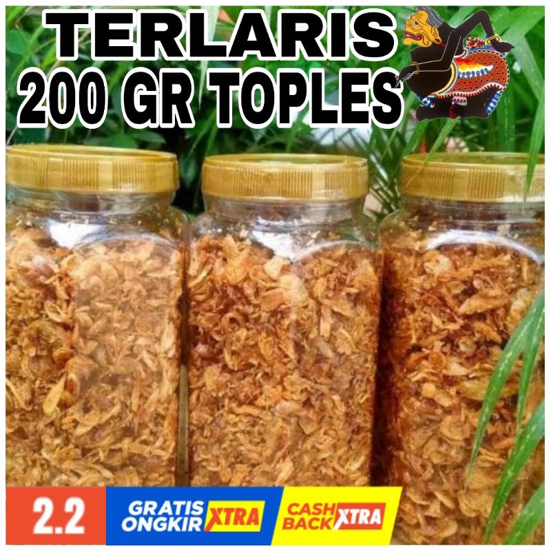 

Bawang Goreng Kemasan Toples Terlaris Termurah Grade B/ brambang goreng / bawang goreng Brebes Sumenep / Bawang Merah Goreng