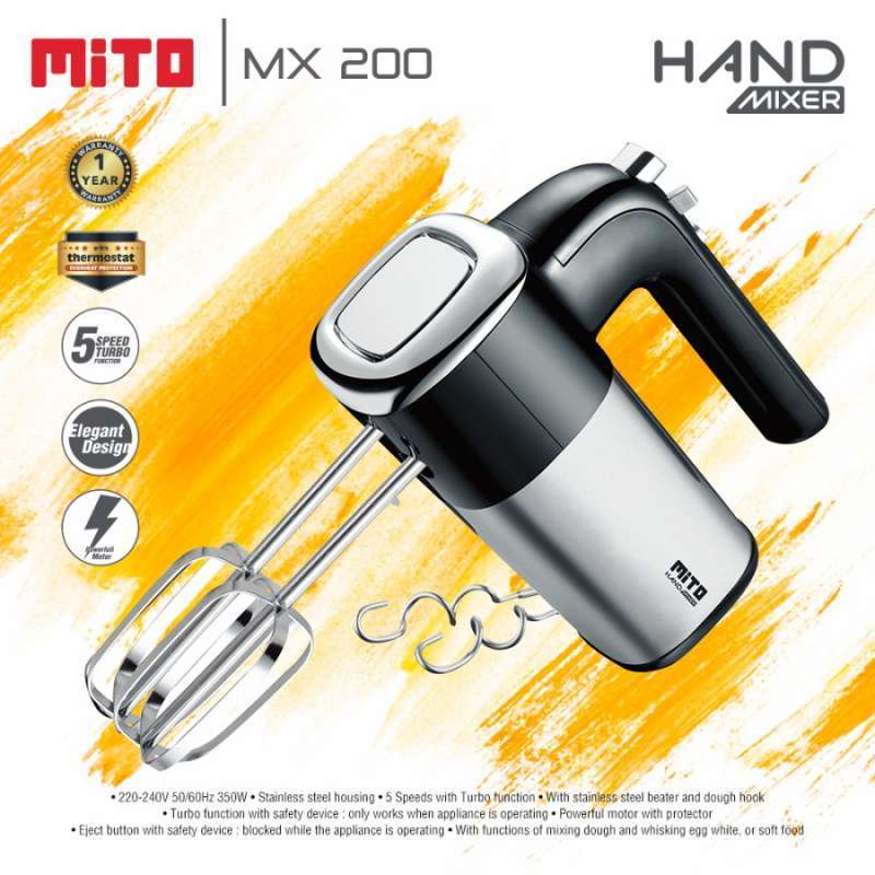 Hand Mixer Mito MX 200 5 Kecepatan  Garansi Resmi