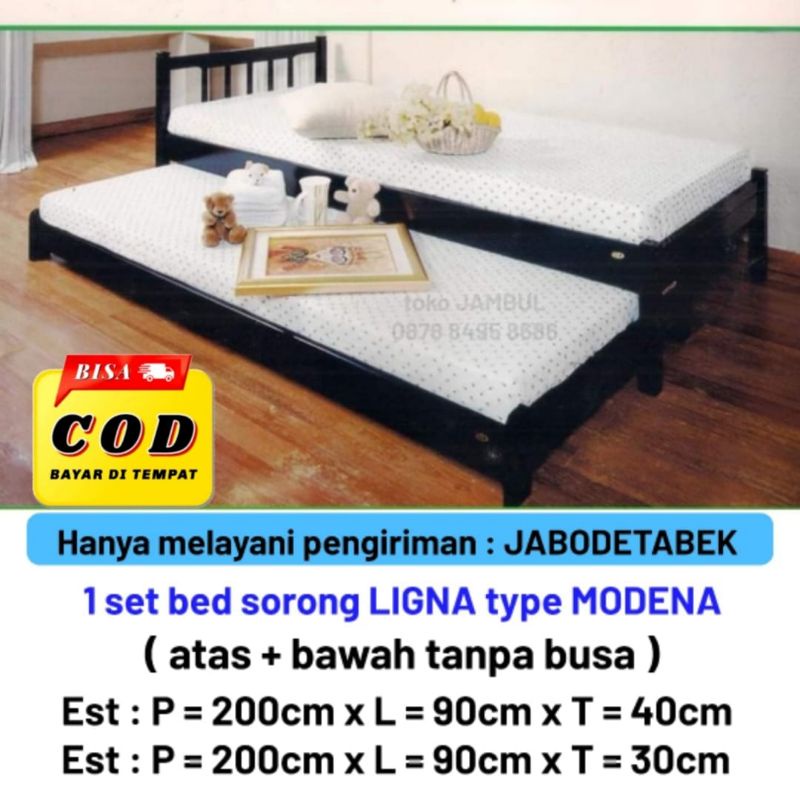 Dipan 90x200 kayu mahoni RANJANG TIDUR SORONG LIGNA type MODENA