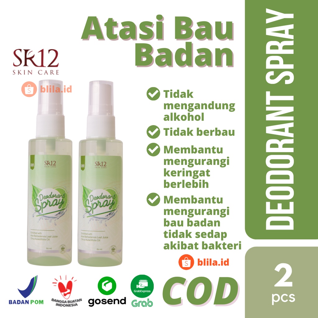 [ Paket Isi 2 ] DEODORANT SPRAY SR12 60ml 2pcs Non Alkohol Mencerahkan Ketiak Menghilangkan Bau Ketiak Bau Badan