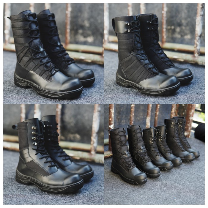 BISA COD!!!SEPATU BOOTS PRIA SAFETY BLACK FORCE TNi/POLRI UJUNG BESI Tinggi 10inci Bikers Haiking