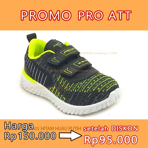 PRO ATT JGK 005 HITAM HIJAU PUTIH sepatu anak sepatu sneakers