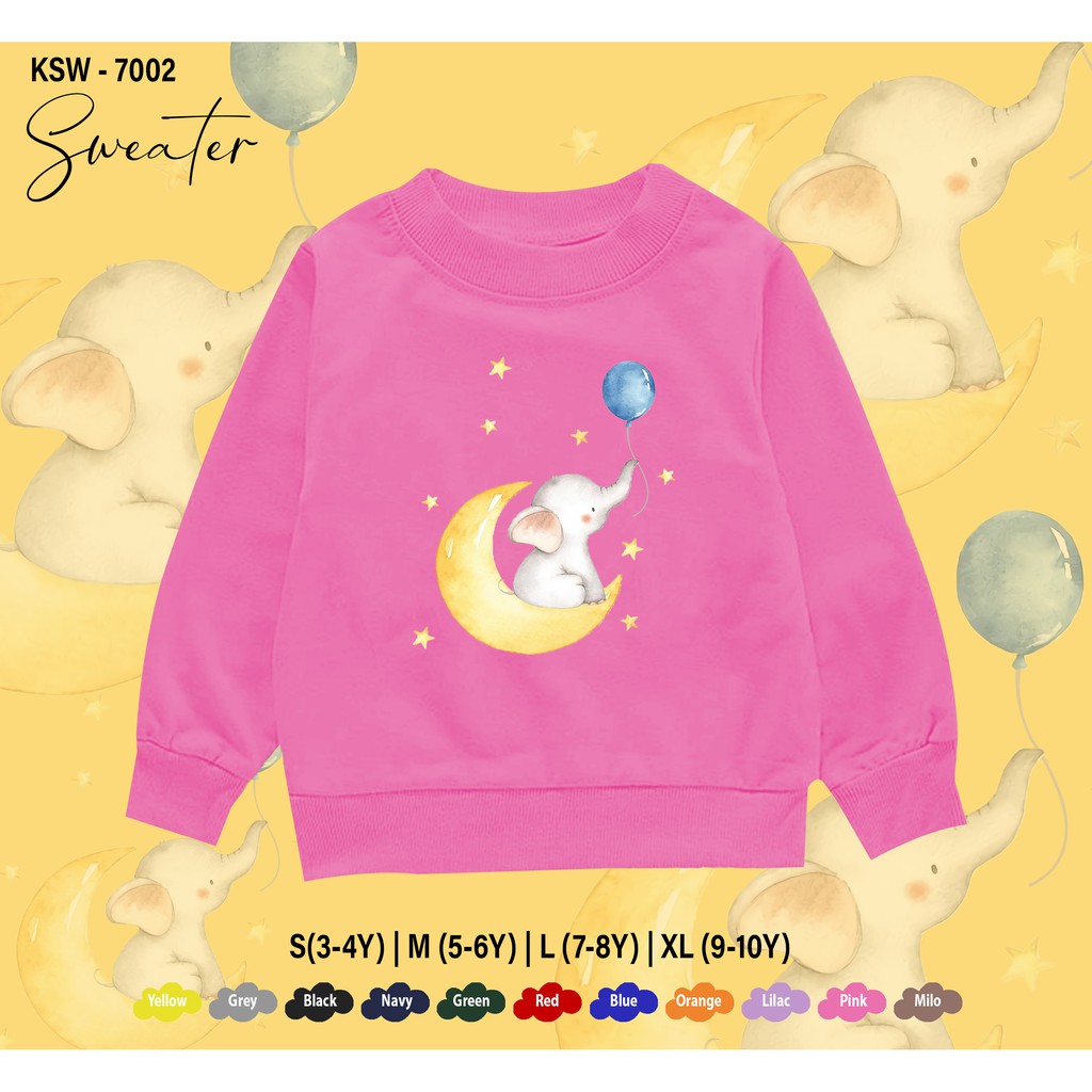 SWEATER ANAK -ANAK / BAJU  KIDS 1-10THN / BAHAN FLEECE PREMIUM ADEM / MOON GAJAH / UNISEX