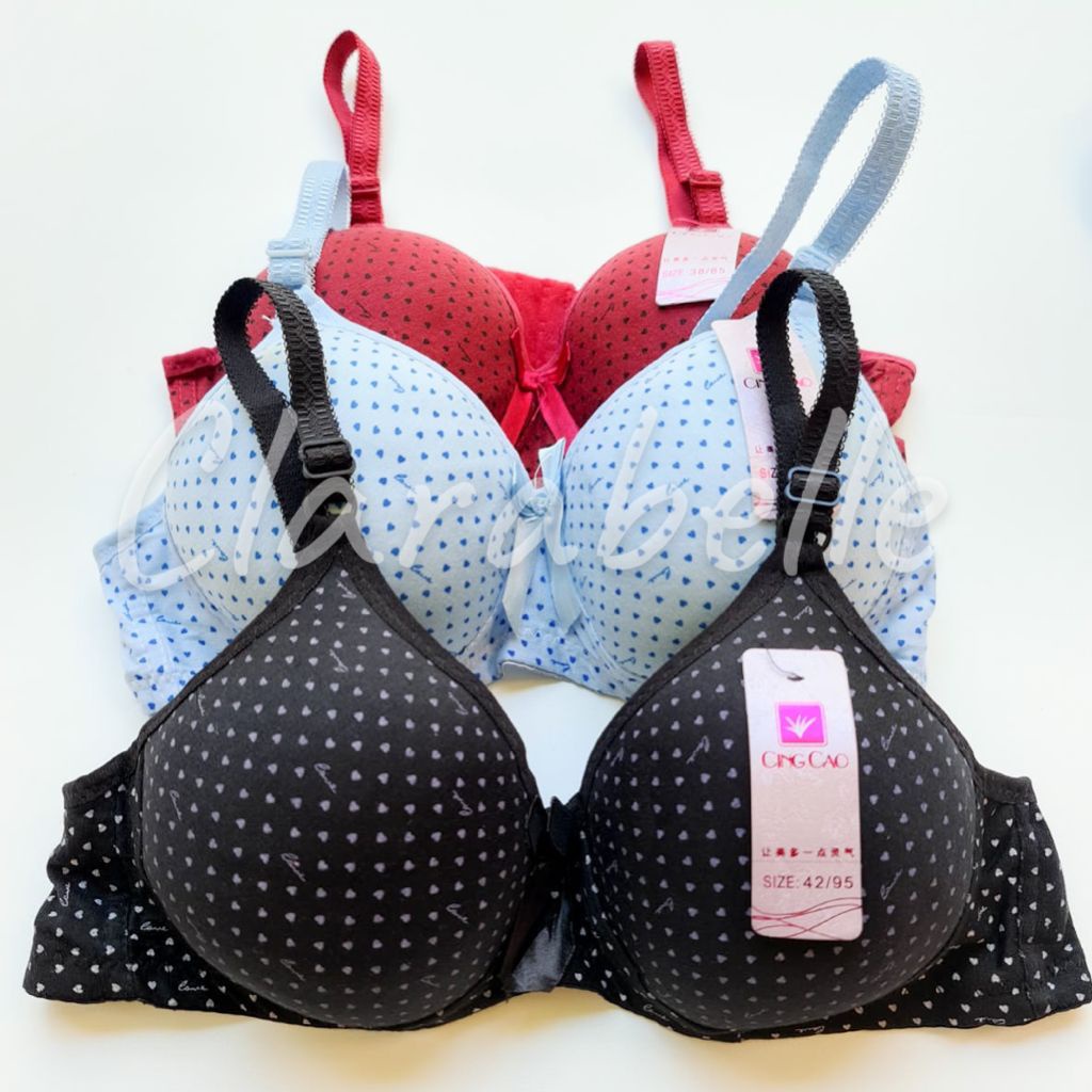 Bra Wanita Dewasa Cingcao / Bra Busa tanpa Kawat Kait 3 Cup B Import