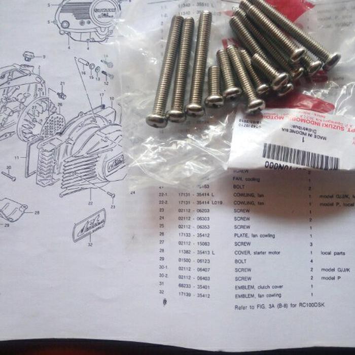 baut blok bak kopling magnet mesin suzuki rc rc100 rc110 bravo sprinter crystal tornado gs