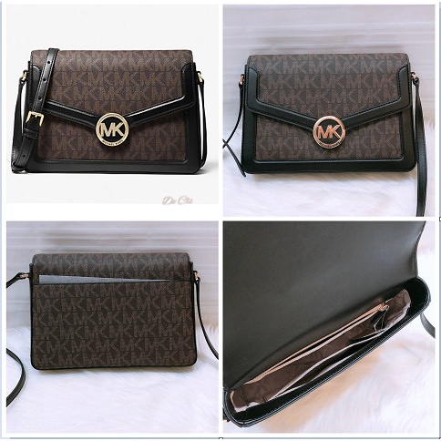 Tas MK Jessie Medium Shoulder Bag sign brown black sz 25x19x7cm