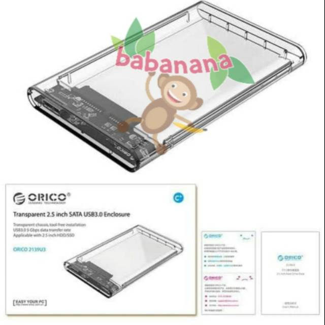 Orico Enclosure Transparent Original ssd hdd clear casing docking