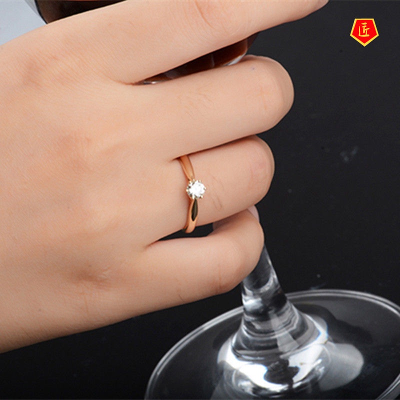 [Ready Stock]Simple Classic 925 Silver Inlaid Diamond Ring