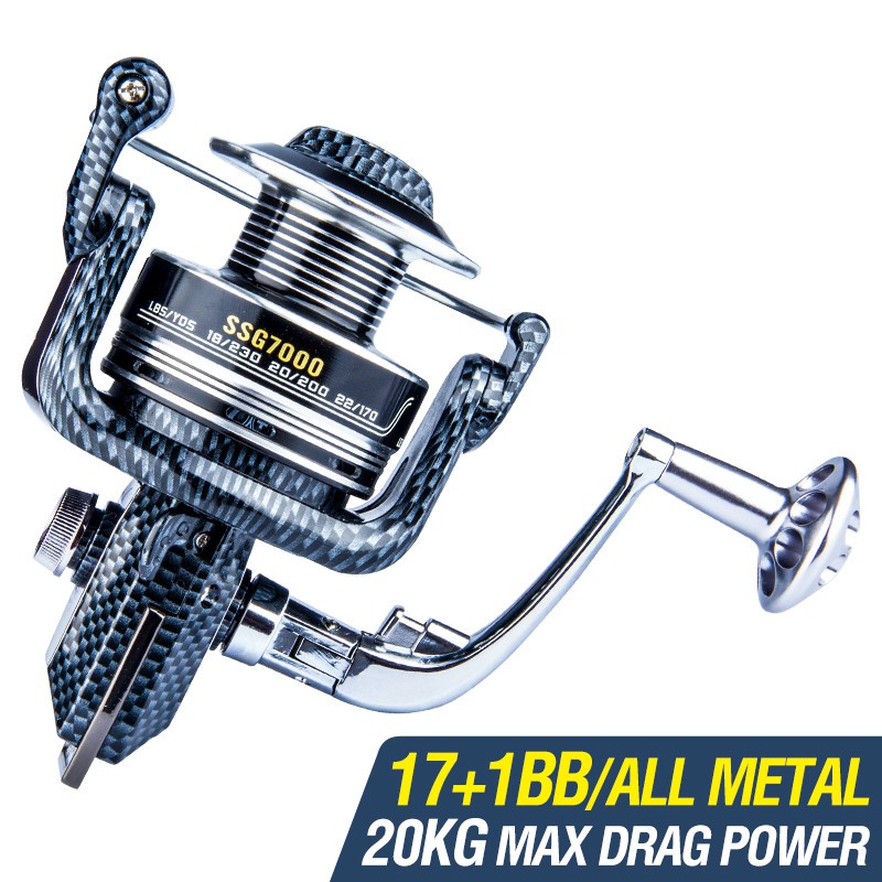 Reel Pancing Power Jigging Metal Kecepatan Tinggi Maksimum 20kg 17 + 1bb 5.5: 1