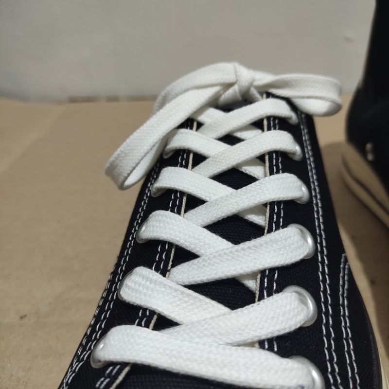 SHOELACES RETROGRADE OFF WHITE TALI SEPATU COTTON  FLAT PUTIH LEBAR 1 CM PANJANG 130CM