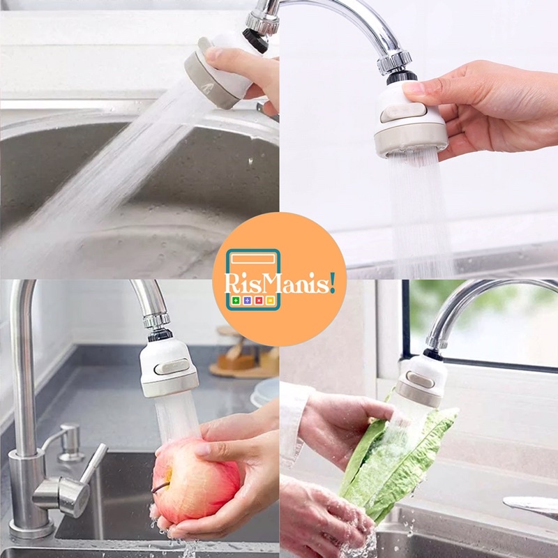 ROTATABLE SINK FAUCET SPRAY - Sambungan Keran Air Turbo Tambahan Wastafel Dapur Semprotan Shower