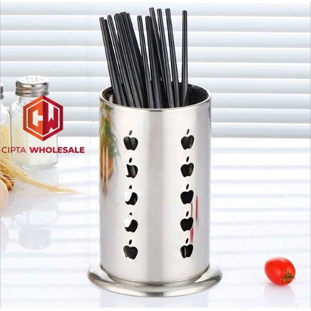 Tempat Sendok garpu sumpit stainless steel chopstick tube Premium