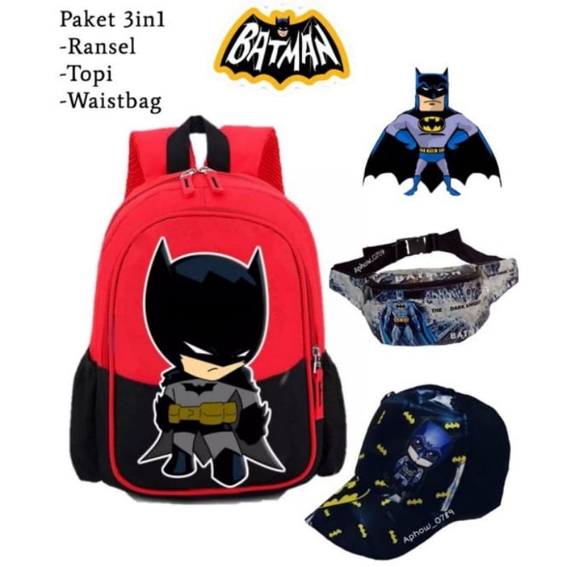 PAKET HEMAT 3IN1 TAS RANSEL ANAK LAKI-LAKI | TAS RANSEL SEKOLAH TK/SD KARAKTER SUPERHERO