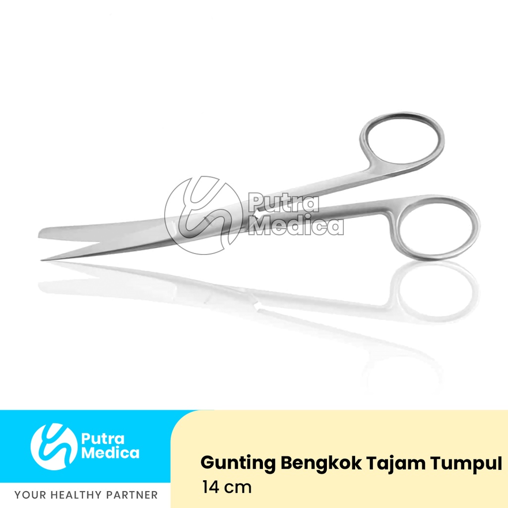 Gunting Jaringan Bedah Operasi Medis Bengkok Tajam Tumpul 14cm / Surgical Scissor Stainless Steel